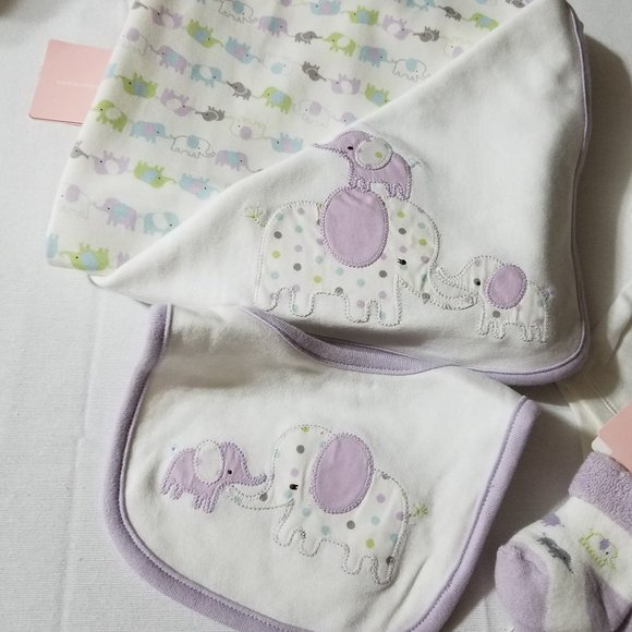 Gymboree Polka Dot Elephant NWT Blanket, 0-3 socks, Outlet Up to 7 lbs. pants, b - Picture 5 of 5